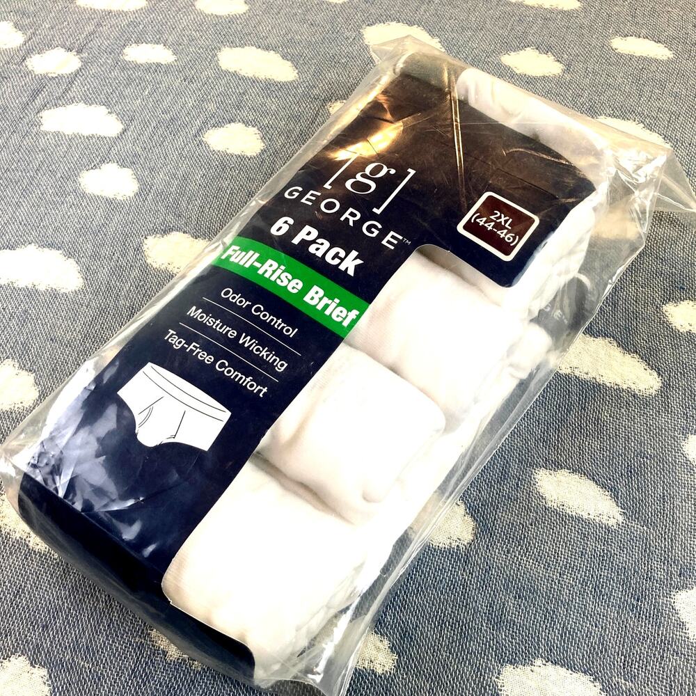 Men's Briefs 2XL 6/PK Full Rise Size 44-46 New in Pkg George